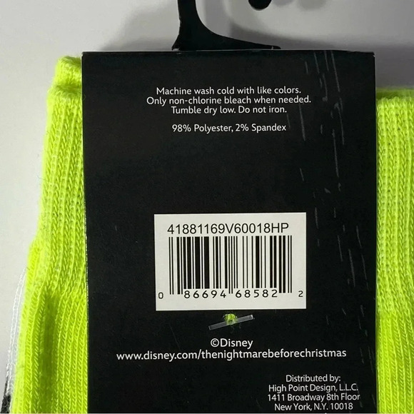 The Nightmare Before Christmas  - 2 Pairs Crew Socks Jack & Oogie Size 10-13 - Picture 2 of 5